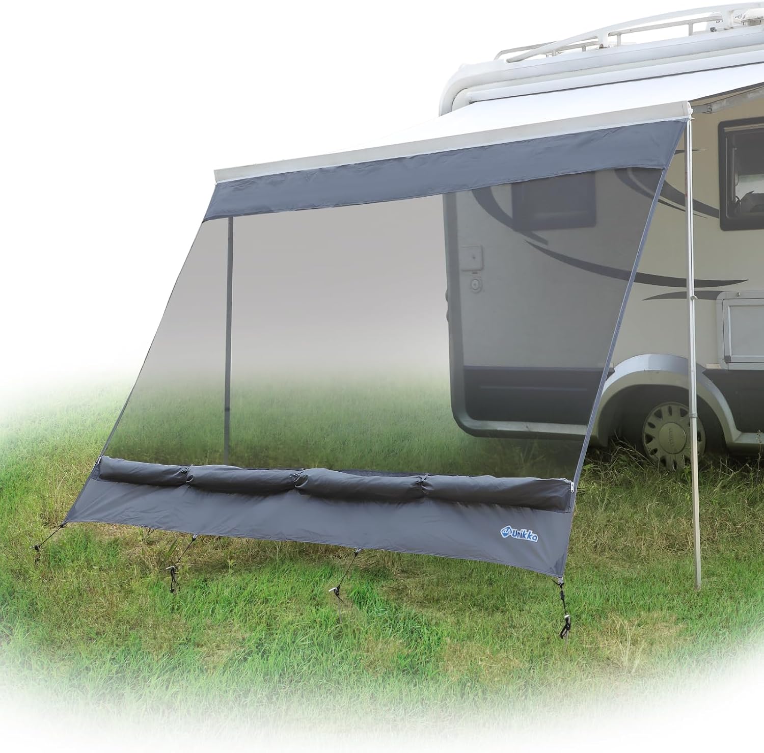 Detalle de Unikka Awning Sun & Rain Blocker Front Wall & Side Walls per camper/ roulotte: protezione, privacy e versatilità (440 x 200 cm)
