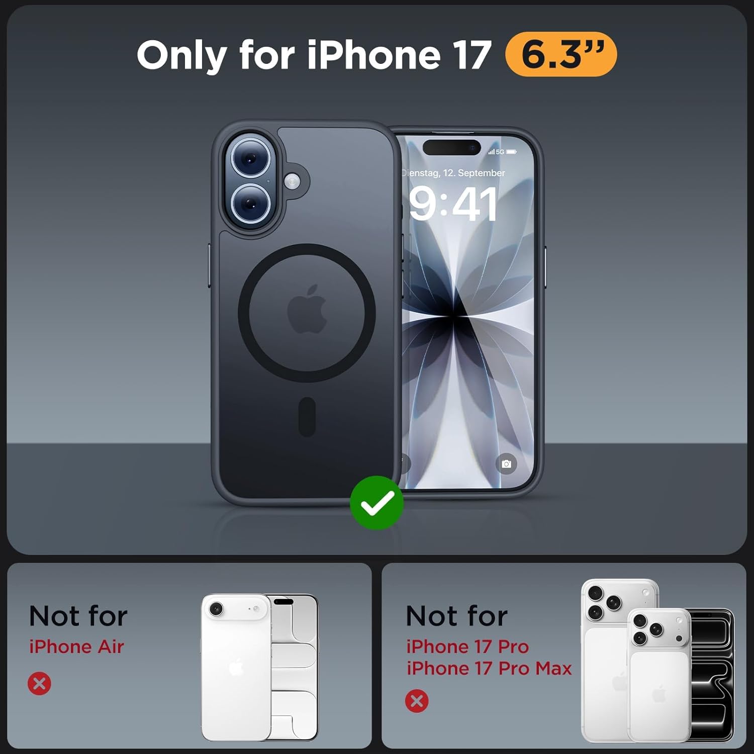 Detalle 2 de Miracase iPhone 17 Case with MagSafe 9H+ Screen Protector 🛡