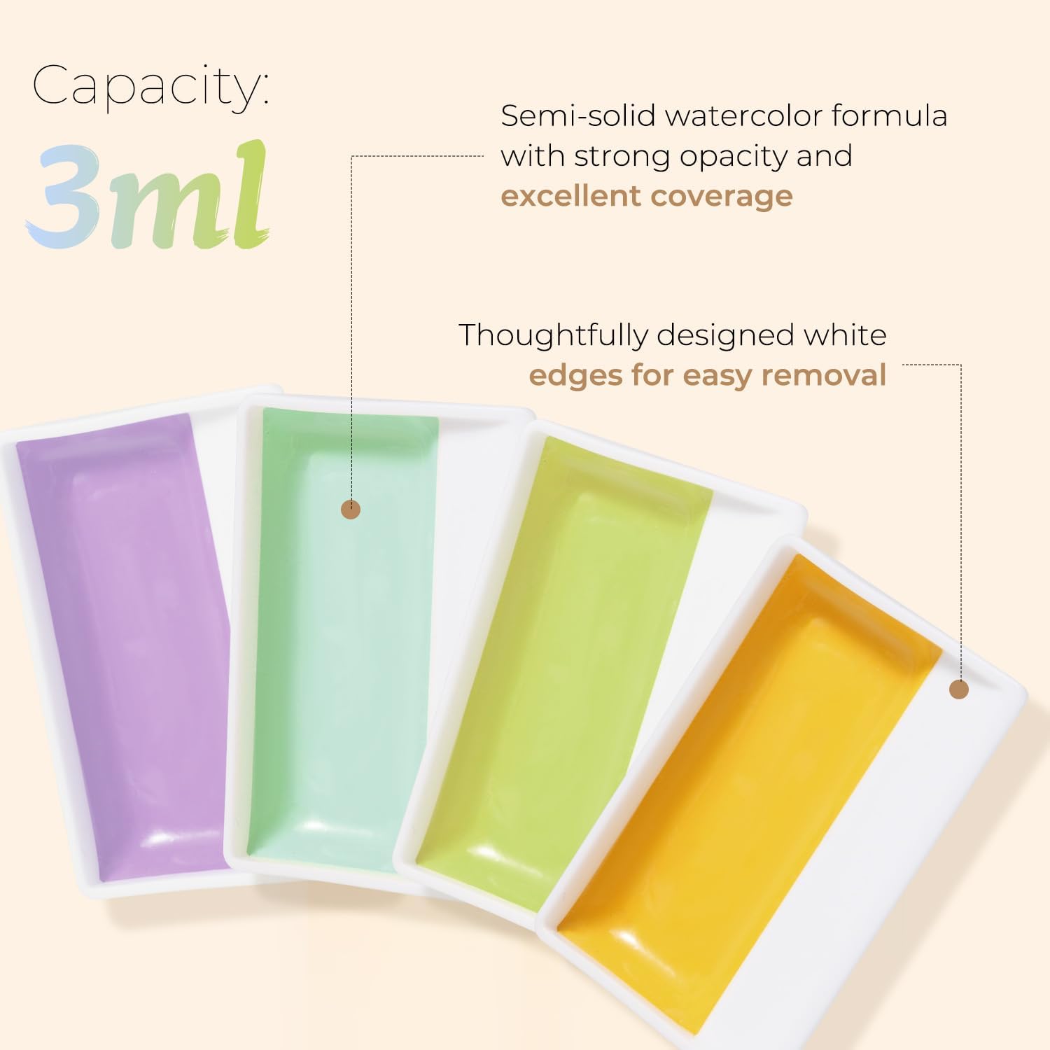 Detalle de Fuumuui CREAMORA 24-Color Opaque Semi-Solid Watercolor Paint Set