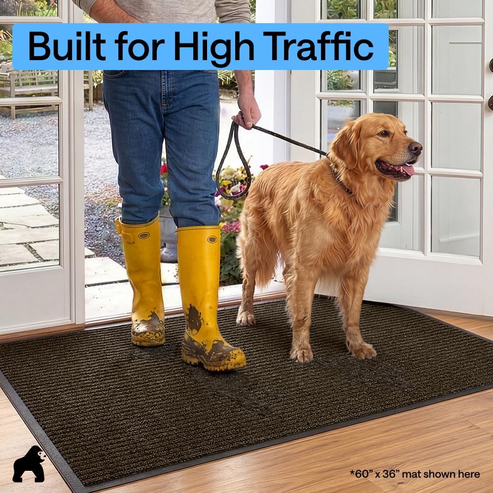 Thumbnail 6 de GORILLA GRIP Traffic Guard Indoor/Outdoor Door Mat, 47 x 35, Brown