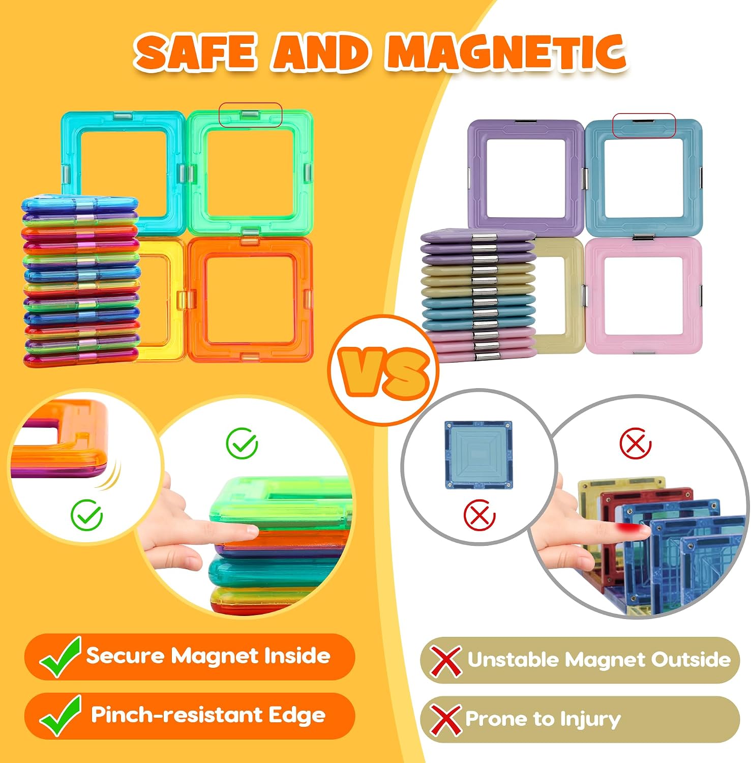 Detalle 2 de Pincush Blocchi Magnetici Educativi per Bambini — 42 pezzi STEM Montessori