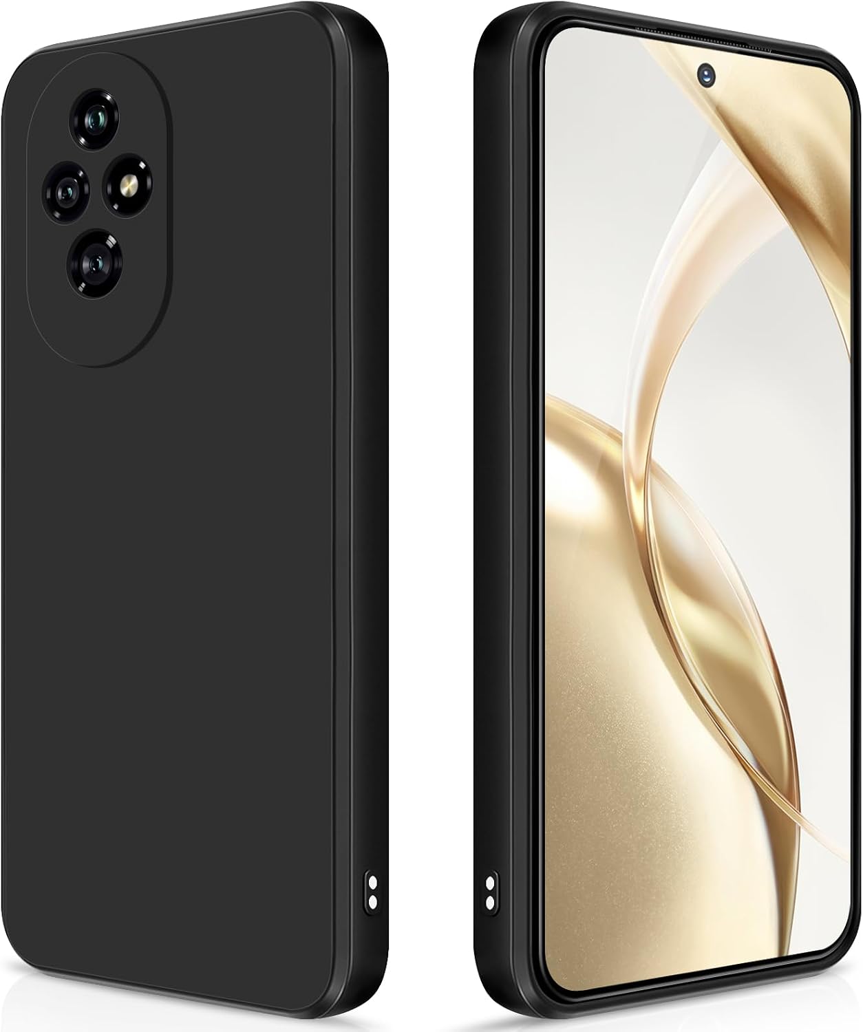 Detalle de GiiYoon Silky-Soft Liquid Silicone Case for Honor 200 (Black) with Microfibre Lining