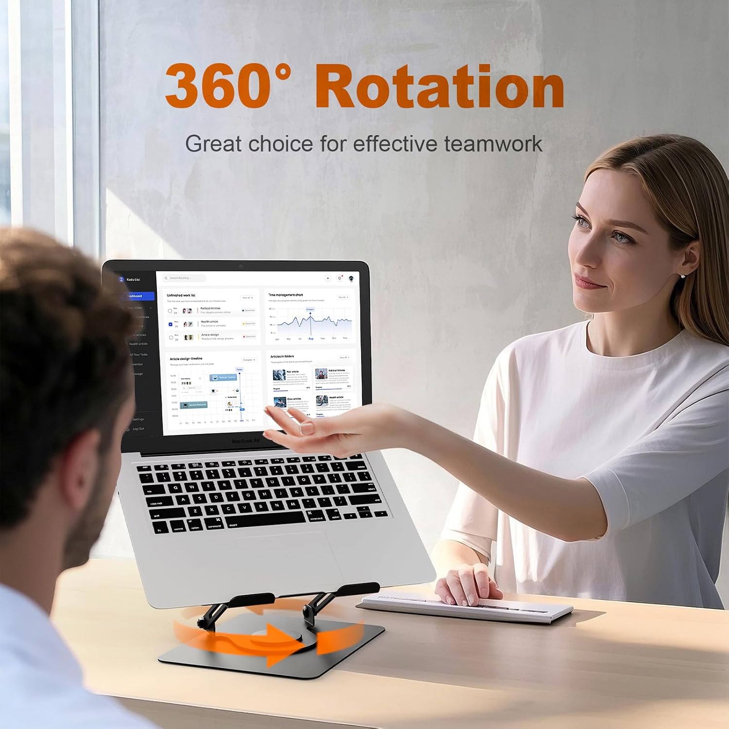 Thumbnail 2 de GRIFEMA Laptop Stand GB1050: Foldable, 360° Swivel Base, Adjustable Ergonomics