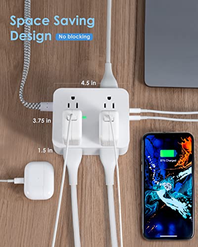Detalle de HANYCONY 6Ft Surge Protector with 8 Outlets and 4 USB Ports ⚡