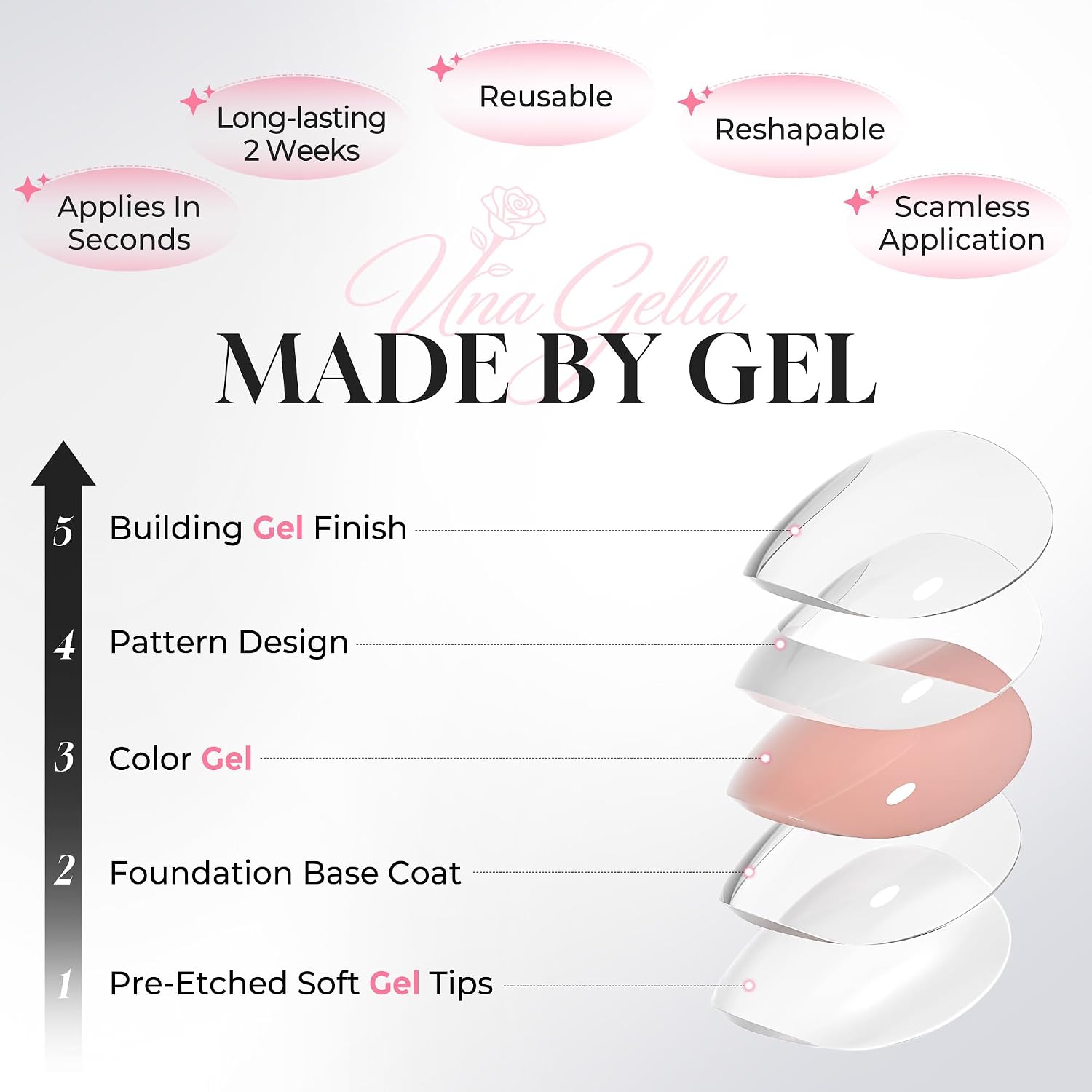 Detalle 2 de UNA GELLA Press-On Nails, 32-Piece Kit