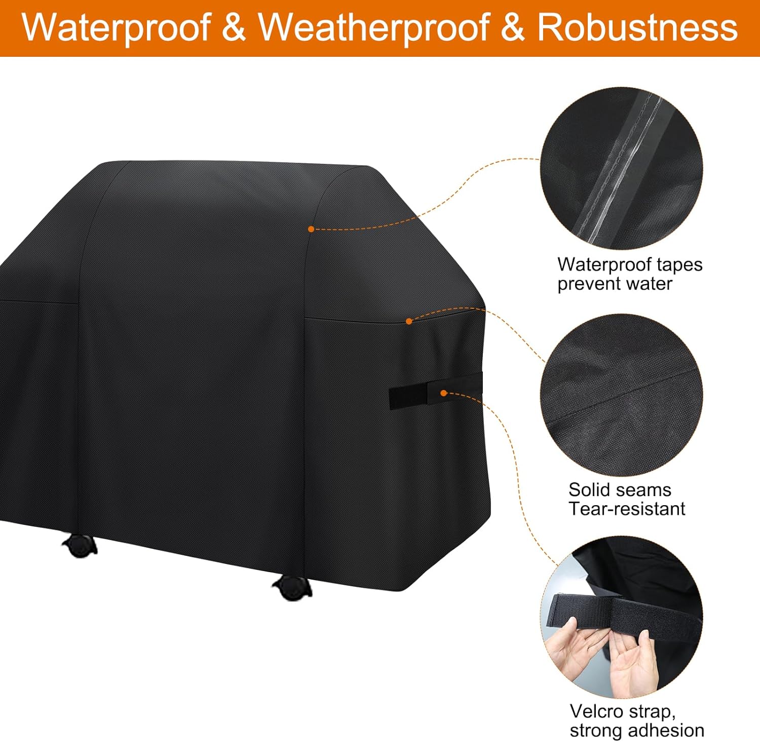 Detalle de Copertura Barbecue da Esterno – Copertura BBQ impermeabile in Oxford 600D, compatibile con Weber Genesis serie 300, Dyna-Glo a 3 bruciatori e Nexgrill a 4 bruciatori