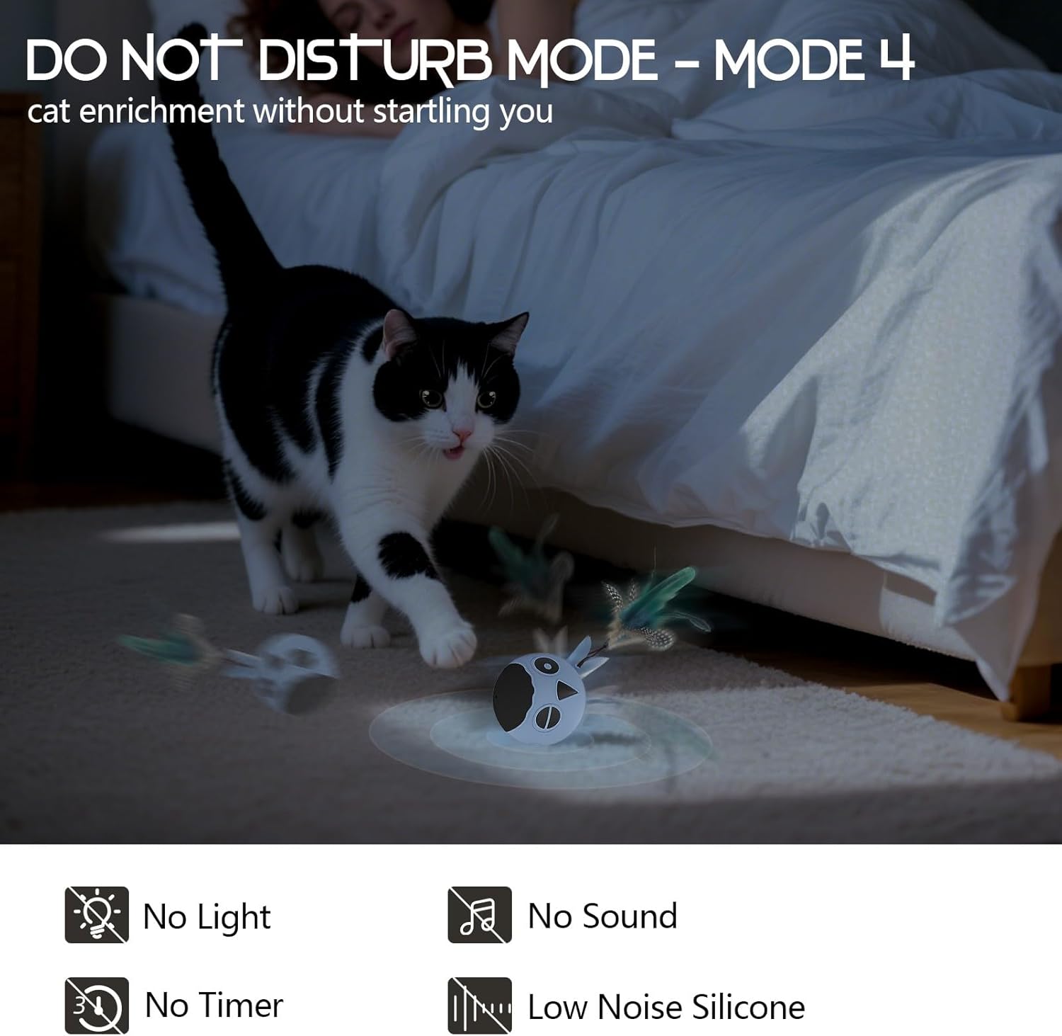 Detalle de Zeepet Interactive Cat Toy 4-mode automatic ball 🐱