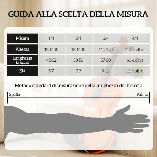 Thumbnail 7 de HOMCOM Violino 4/4 in Legno per Principianti e Adulti con Custodia – Kit completo