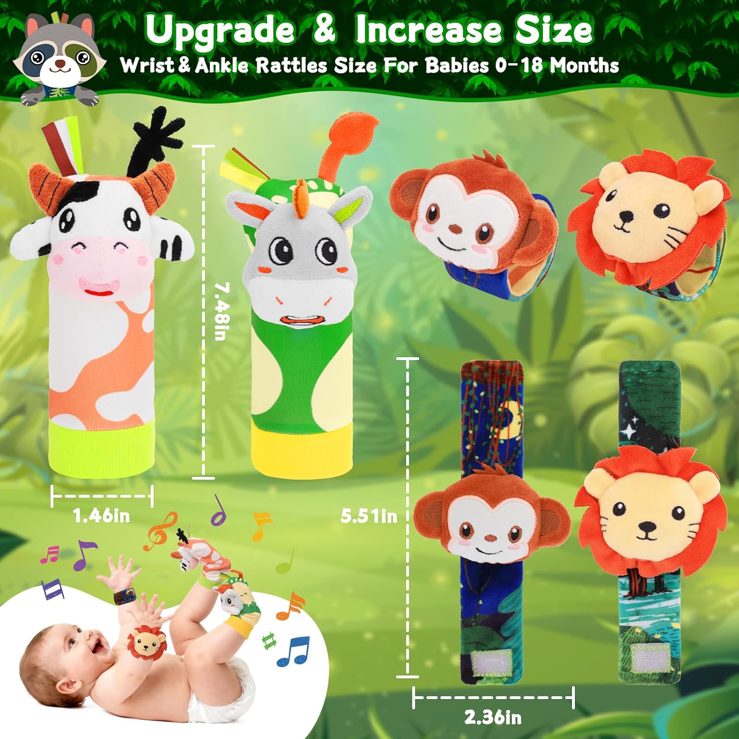 Thumbnail 2 de Zendstanding Newborn Gift Set: Wrist Rattles, Socks and Hand Grip Rattle for 0–12 Months