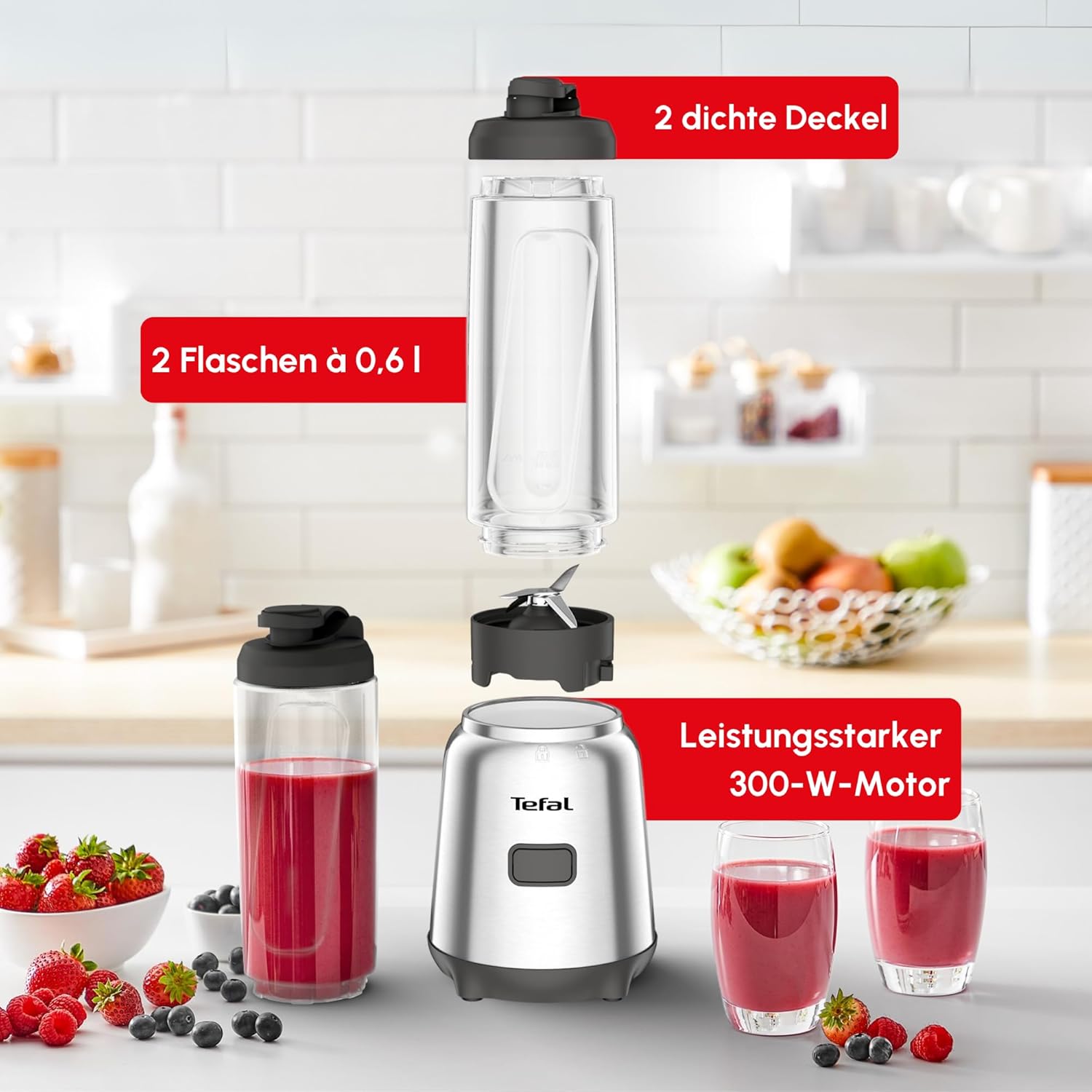 Thumbnail 5 de Tefal Mix und Move Mini-Standmixer BL15FD – kompakt, 300 W, 2 To-Go Flaschen aus Tritan