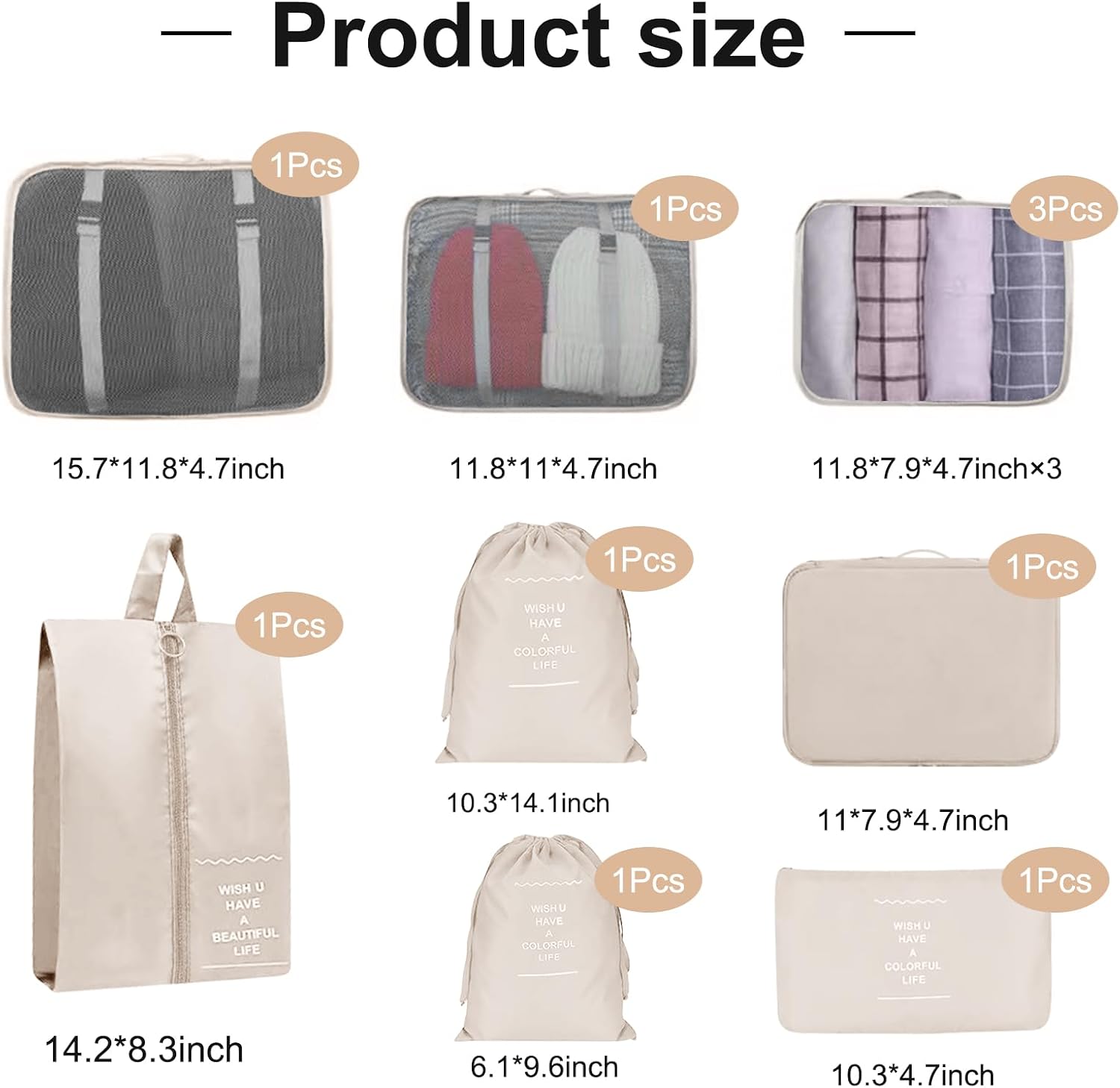 Detalle de Koffer Organizer Set, 10 Stück Packing Cubes for Suitcase Travel Accessories Kofferorganizer Set Kleidertaschen Packwürfel Kosmetik Travel Organizer Packtaschen für Koffer (Beige)
Koffer Organizer Set, 10 Stück Packing Cubes for S…