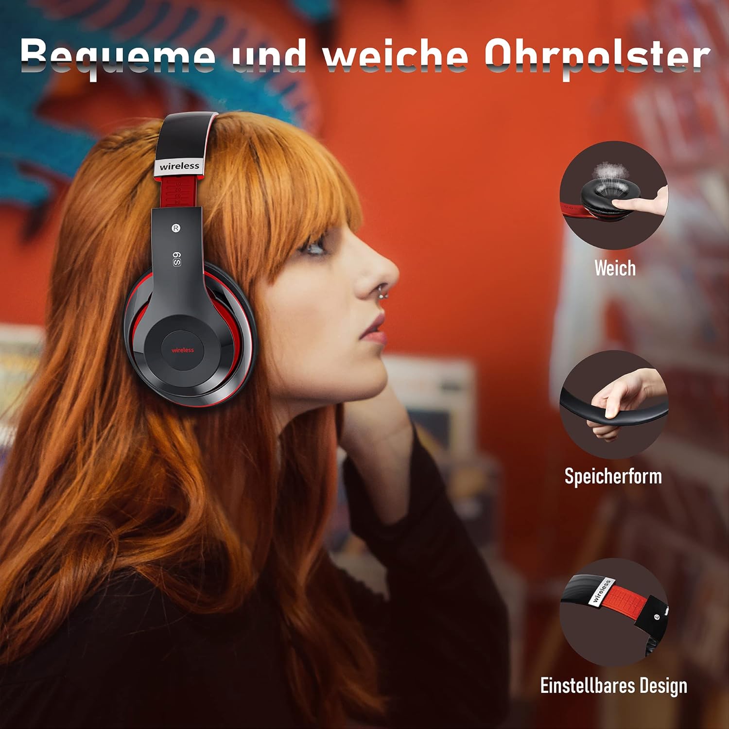 Thumbnail 1 de Lankey Sound Kabellose Over-Ear-Kopfhörer mit 6 EQ-Modi und langem Akku – Bluetooth 5.3