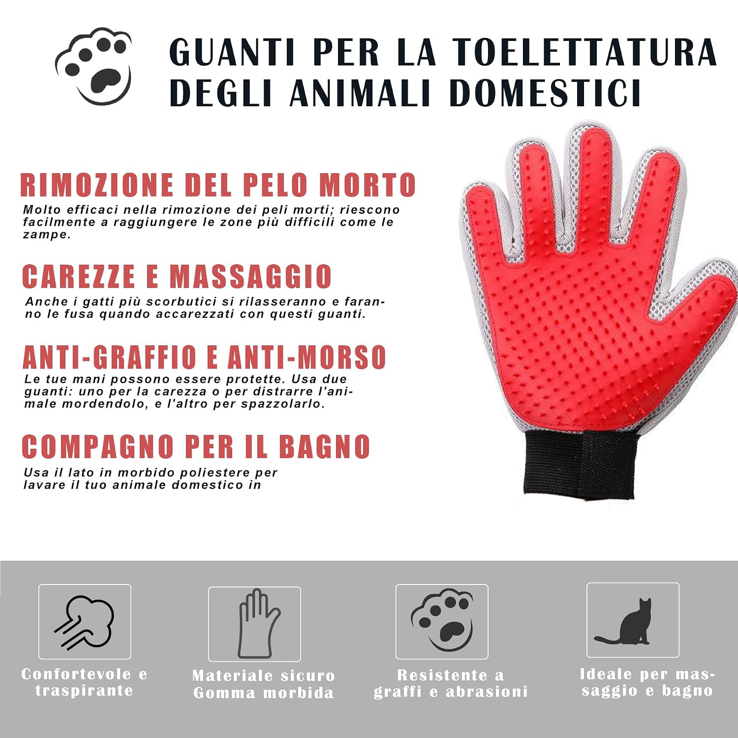 Thumbnail 1 de Marchul Lot de 2 Gants de Toilettage pour Animaux – Brosse, Épilation en Douceur et Massage pour Poils Longs/Courts