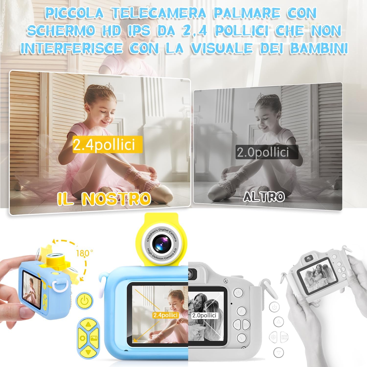 Thumbnail 2 de ARNSSIEN Macchina Fotografica per Bambini 2,4" – Fotocamera Kids con Schermo IPS, 180° Flip, 8 GB in dotazione