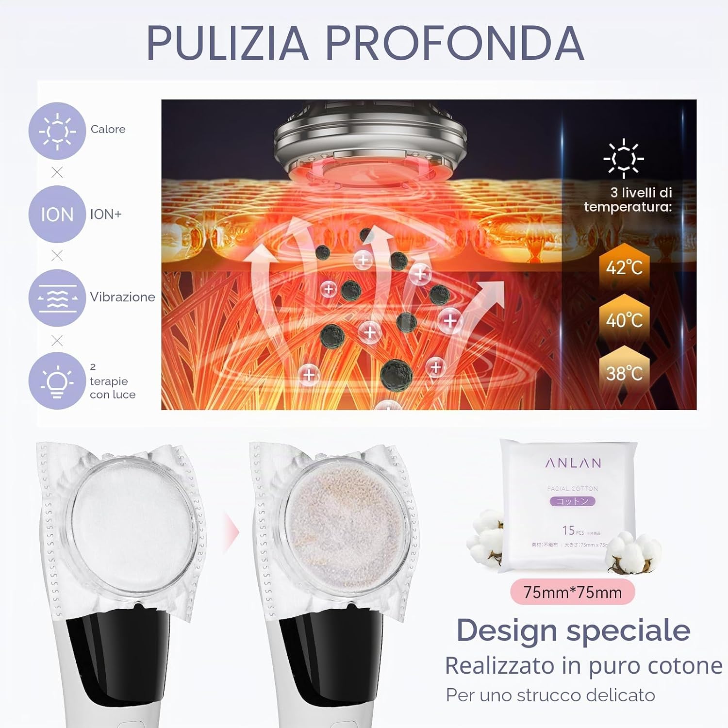 Thumbnail 5 de ANLAN Massaggiatore Viso Multifunzionale Antirughe 5 in 1: bellezza domestica con calo pori e lifting