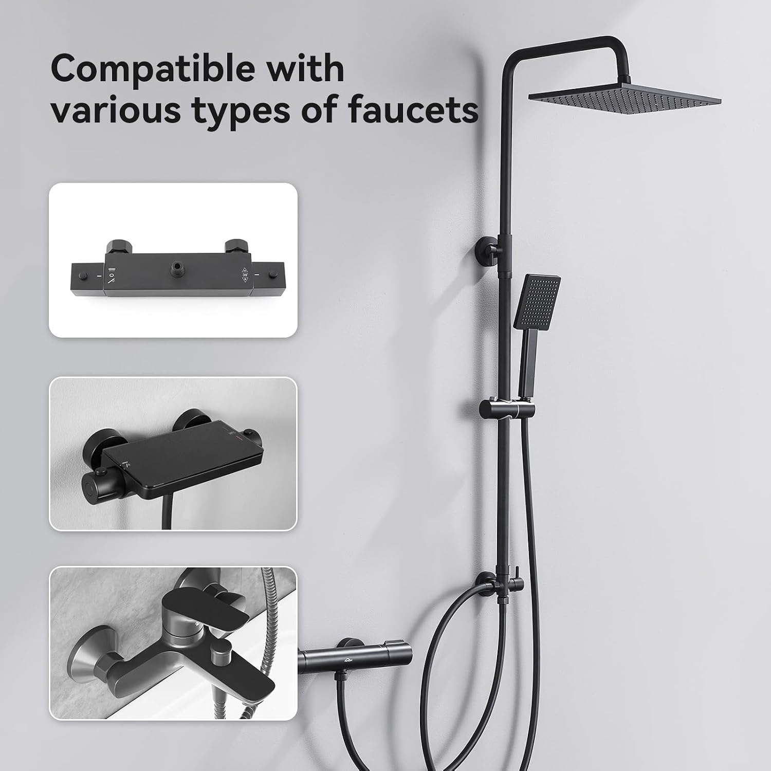 Detalle de DERW Adjustable Shower Riser Rail Kit 10