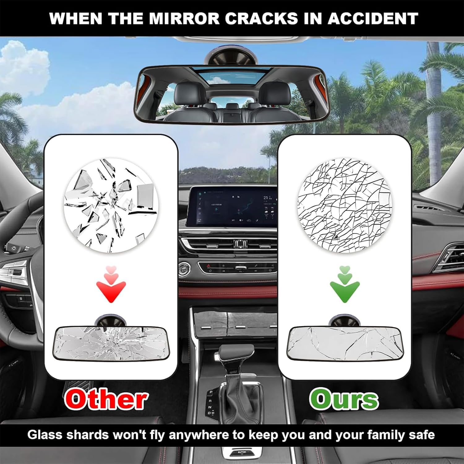 Detalle 2 de Universal Anti-Glare Learner Coach Mirror 200×60mm