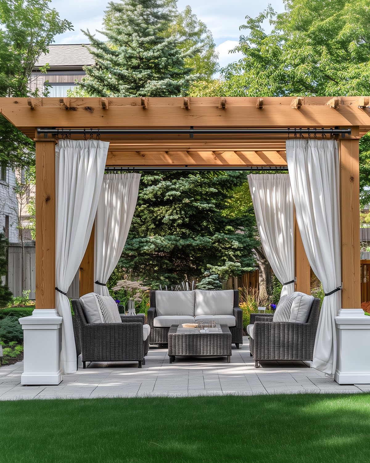 Thumbnail 6 de DEFYNEE Tringle à rideaux extensible noire 80-183 cm (diamètre 25 mm) avec supports