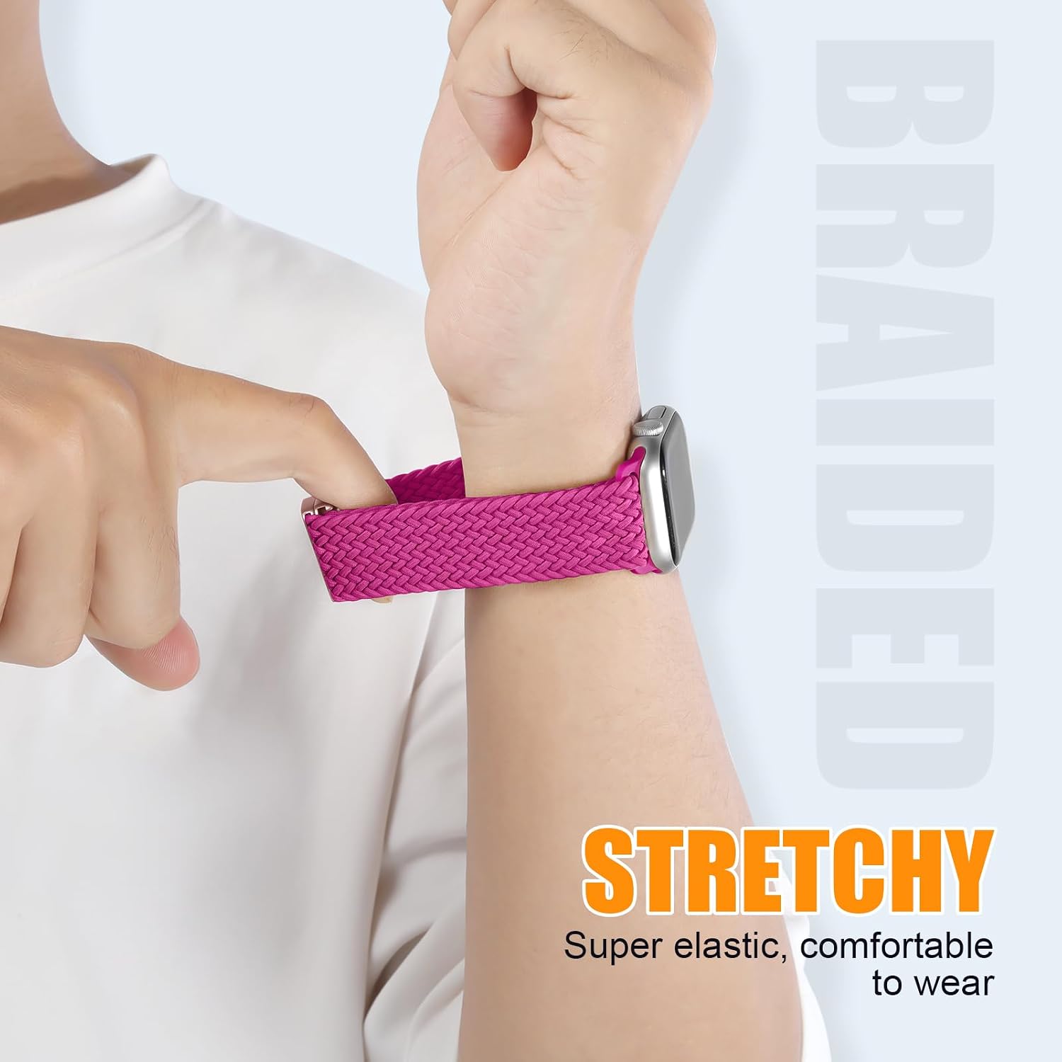 Thumbnail 3 de Magnetic Braided Stretchy Loop for Apple Watch (49mm–38mm): Flexible Nylon Band with Magnetic Clasp