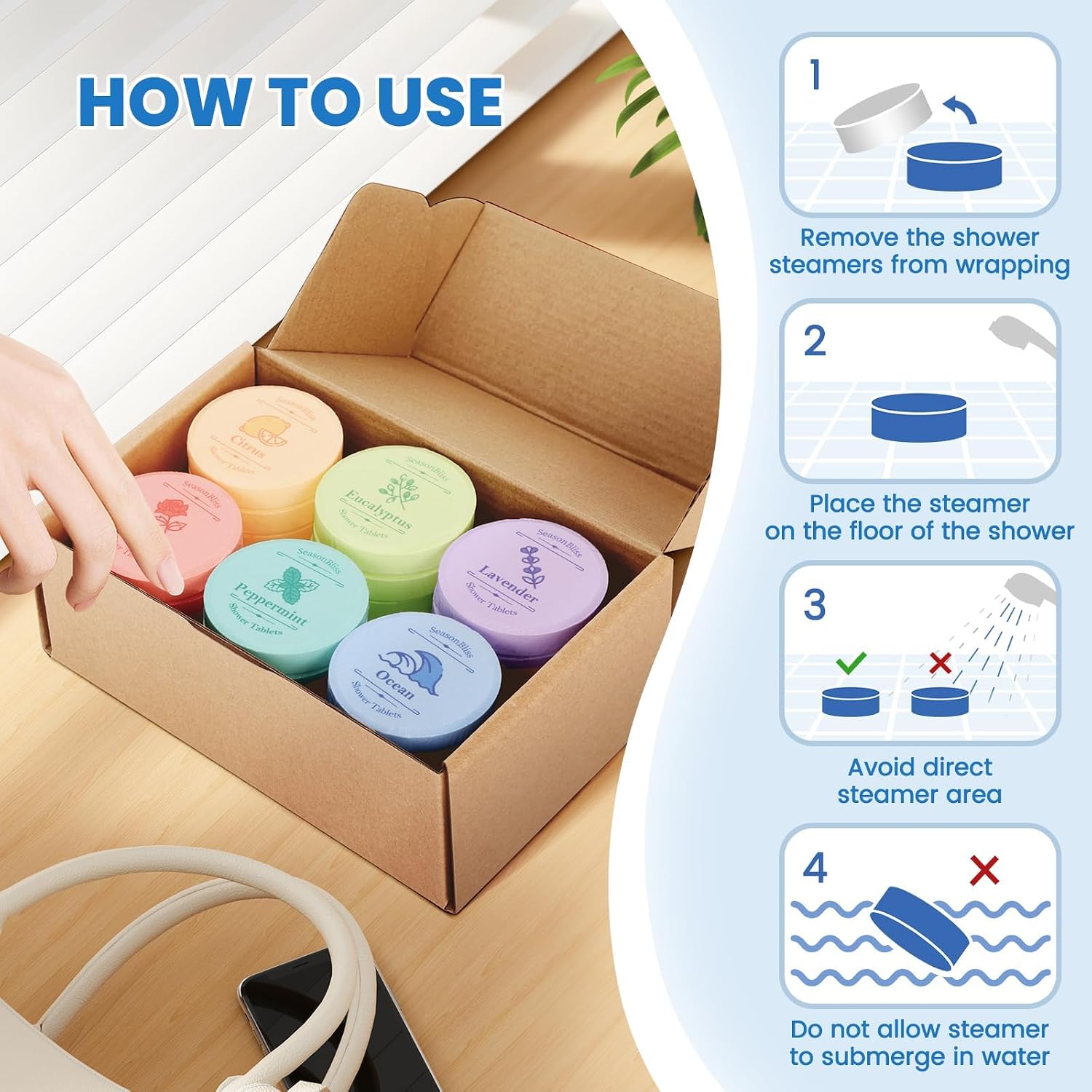 Detalle 2 de SeasonBliss Shower Steamers, 30 Count
