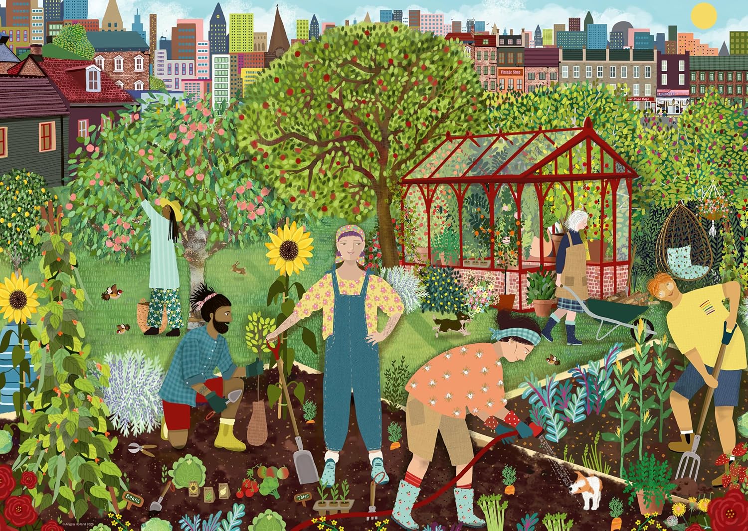 Detalle de Ravensburger Community Allotment 1000-Piece Jigsaw Puzzle by Angela Holland (70 x 50cm) – Gardening Scene for Adults