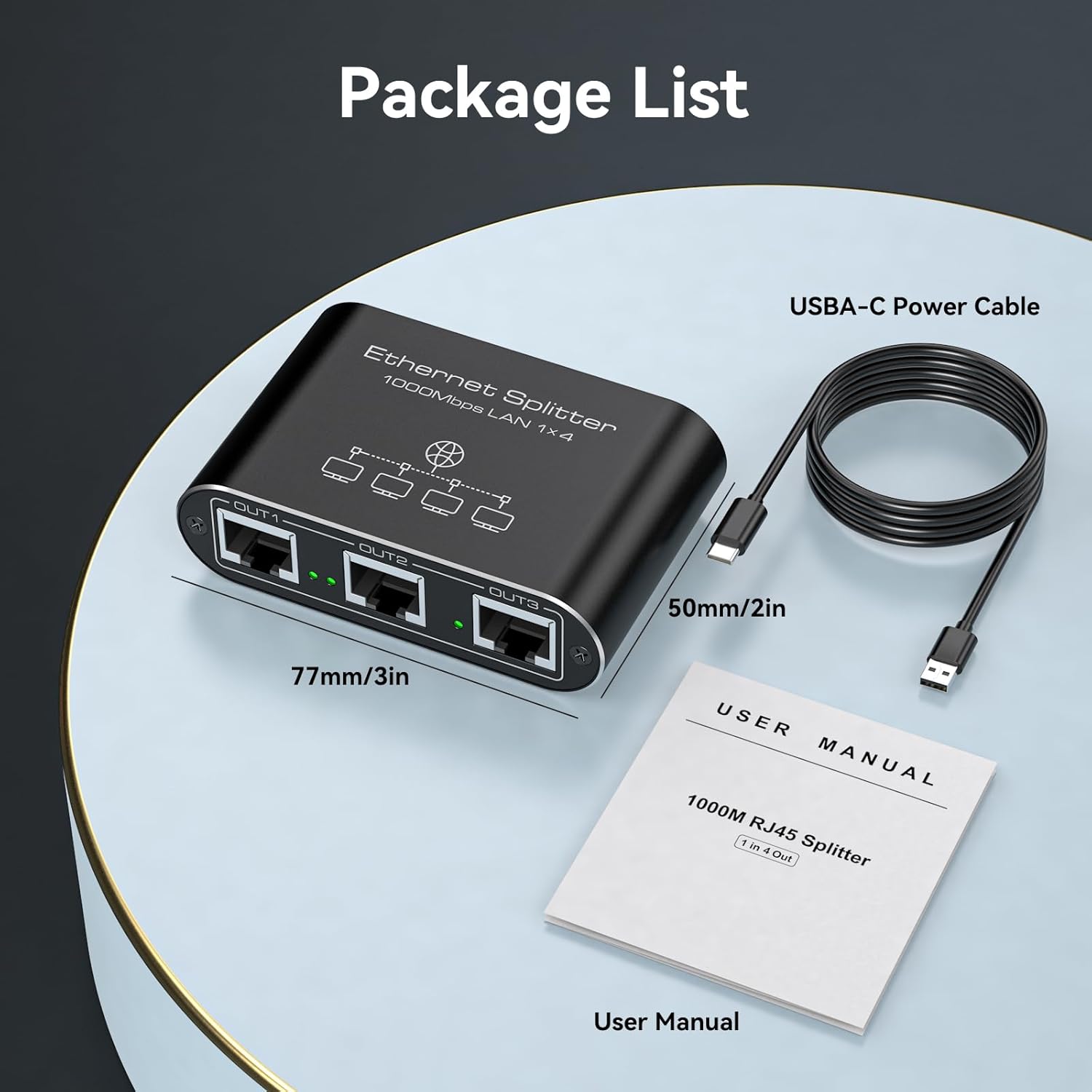 Thumbnail 6 de VEDINDUST LAN Splitter 1 Auf 4 – Gigabit Ethernet-Verteiler aus Aluminium (1000 Mbps)