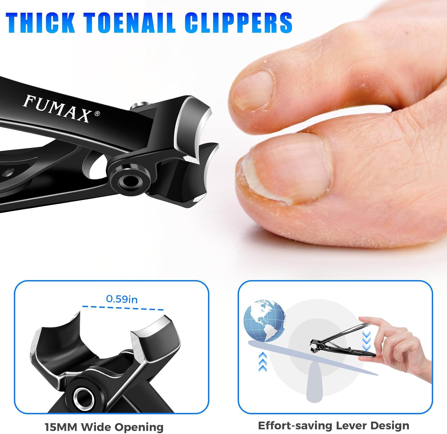 Thumbnail 4 de Toenail Clippers for Thick Toenails (2026) – Angled, Wide-Jaw, Long-Handle Set with Catcher