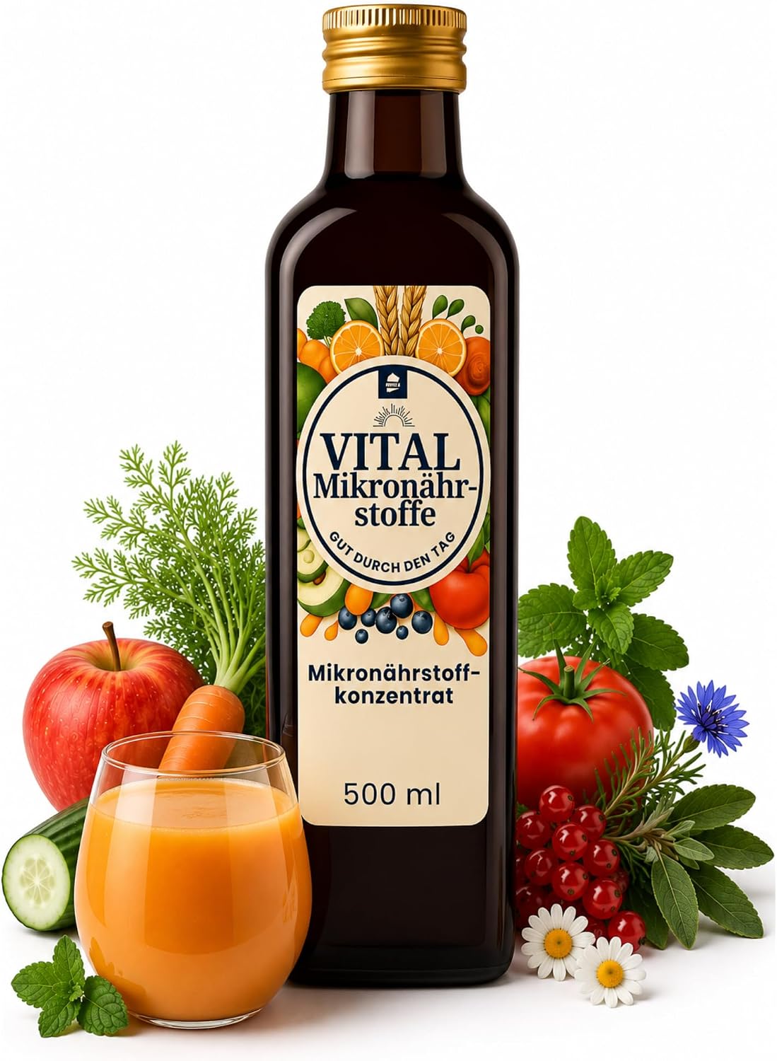 Detalle de Vital Mikronährstoffkonzentrat für 50 Tage – Multivitamin-Drink mit Vitaminen, Mineralstoffen und sekundären Pflanzenstoffen