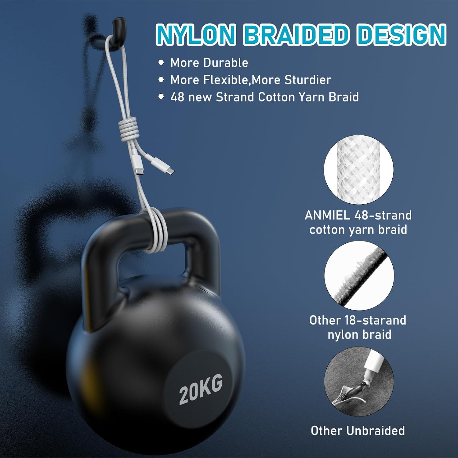 Thumbnail 4 de TIGOJH USB-C to USB-C braided power cable (3M / 10ft) with 100W Power Delivery