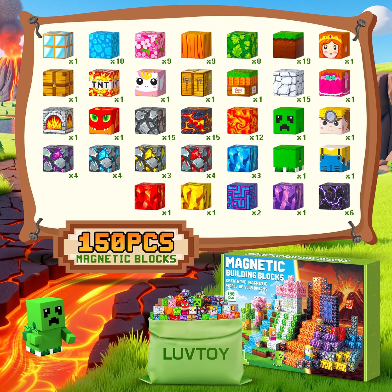 Thumbnail 6 de LUVTOY Magnetische Bausteine 150 Teile