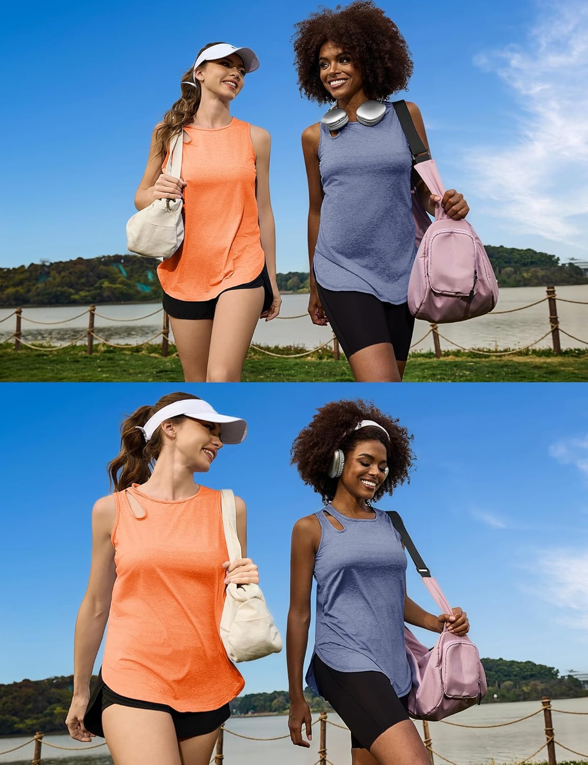 Thumbnail 3 de Gyabnw débardeur de sport femme col rond, découpes aux épaules et tissu doux pour yoga, fitness et entraînement