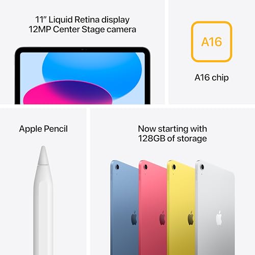 Detalle de Apple iPad 11-inch with A16 Chip (Wi‑Fi) – 128GB, Liquid Retina, Touch ID, 12MP Cameras, blue