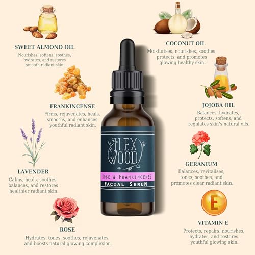 Detalle de The Ilex Wood Rose & Frankincense Facial Serum – Natural Face Oil, 20ml