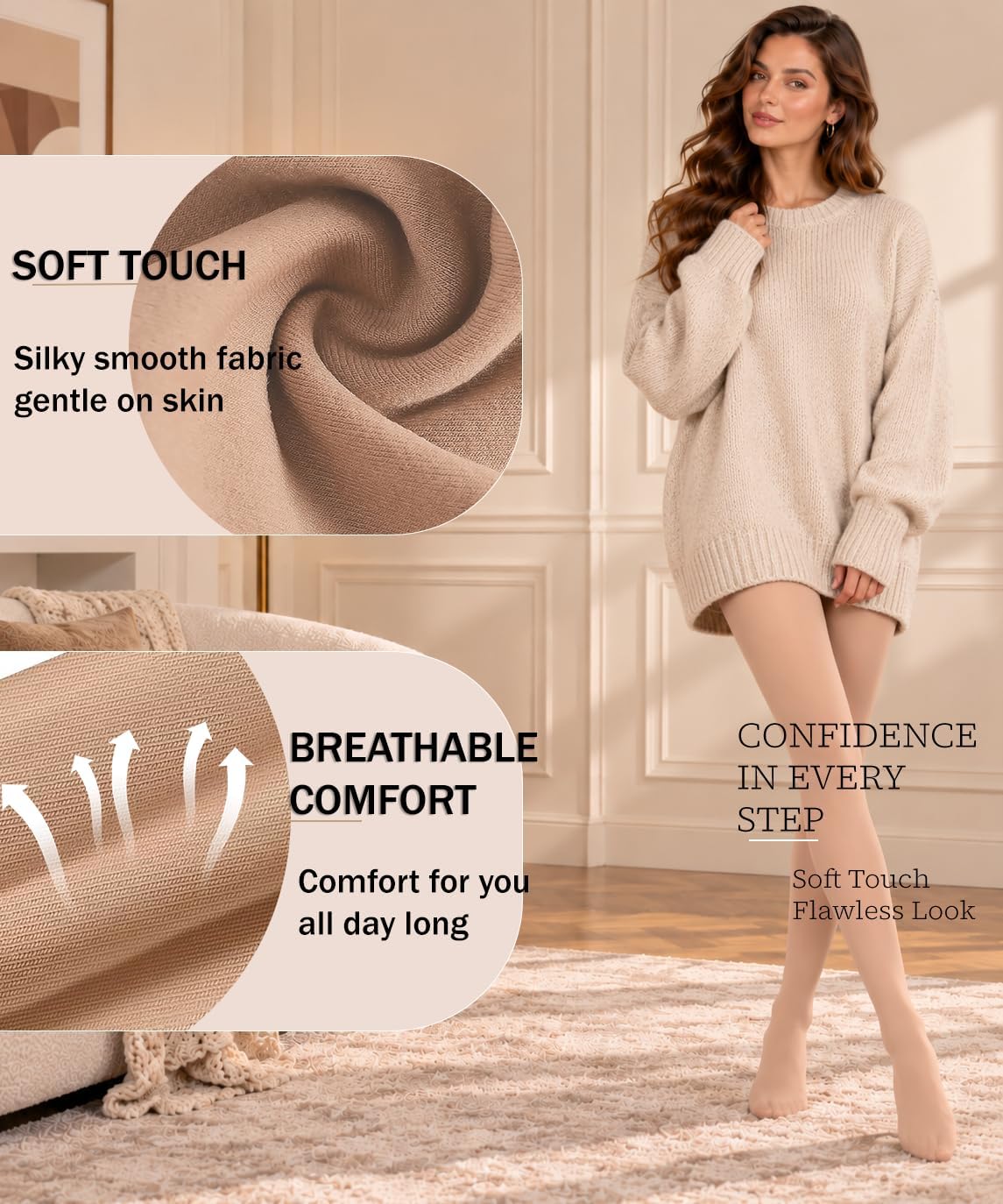 Thumbnail 2 de Hiltzo Fashion Women's 80D Semi-Opaque Footed Pantyhose