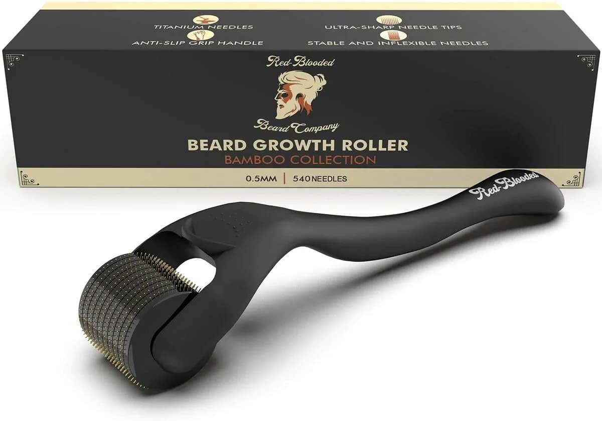 Detalle de Red-Blooded Bartroller 0,5mm – Dermaroller mit 540 Titan-Mikronadeln für Bart- und Haarwachstum