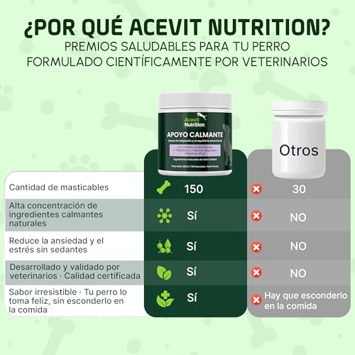 Thumbnail 1 de Calmantes Perros de Acevit Nutrition (150 uds) – Relajante natural para perros, antiestrés y ansiedad