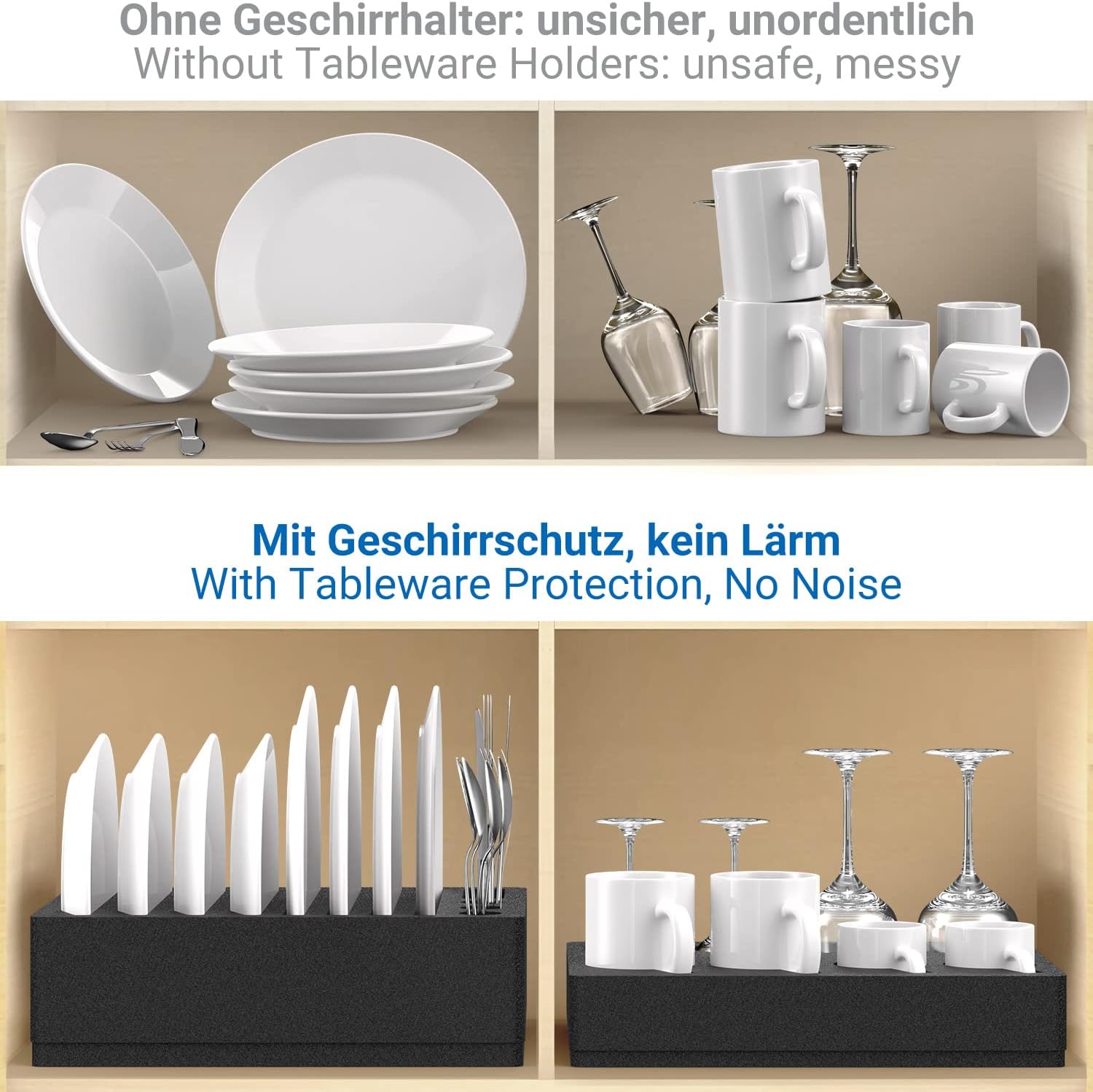 Detalle de Siegvoll foam cutlery holder cup and plate set for motorhomes, caravans, boats – 8 plates + 8 cups