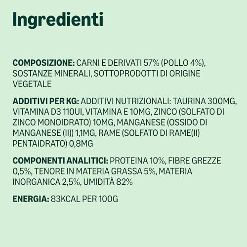 Detalle 1 de by Amazon Cibo umido per gatti senza cereali, paté di pollo in barattolo 12x400 g