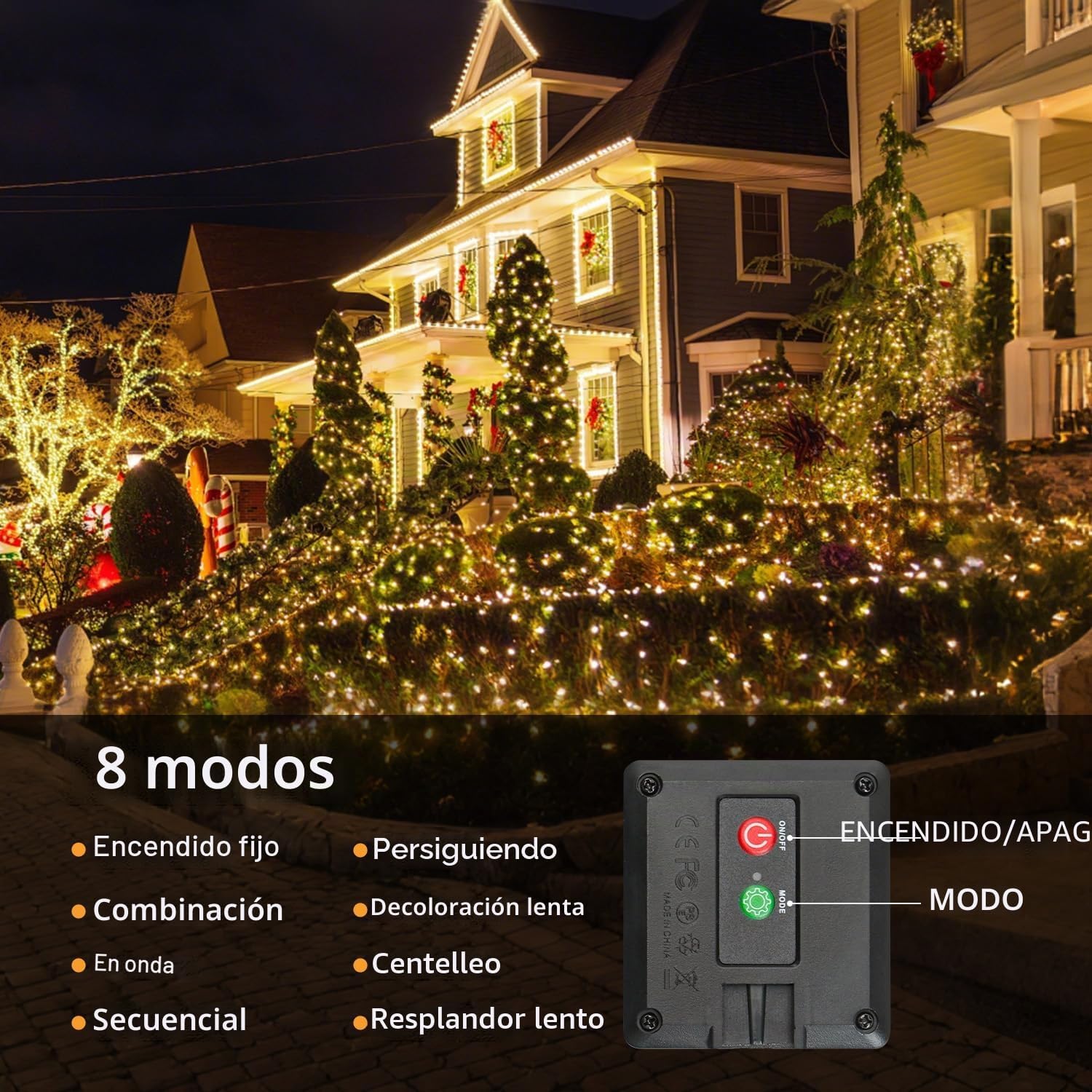 Thumbnail 2 de Hoteril Guirnalda de Luces Solares LED Exterior 51 m – 150 LEDs (3×17 m), IP65, 8 modos con memoria