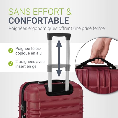 Detalle de Juskys Set valises rigides 3 pièces – Voyage en toute sérénité avec roues 360°, serrure à code et poignée télescopique