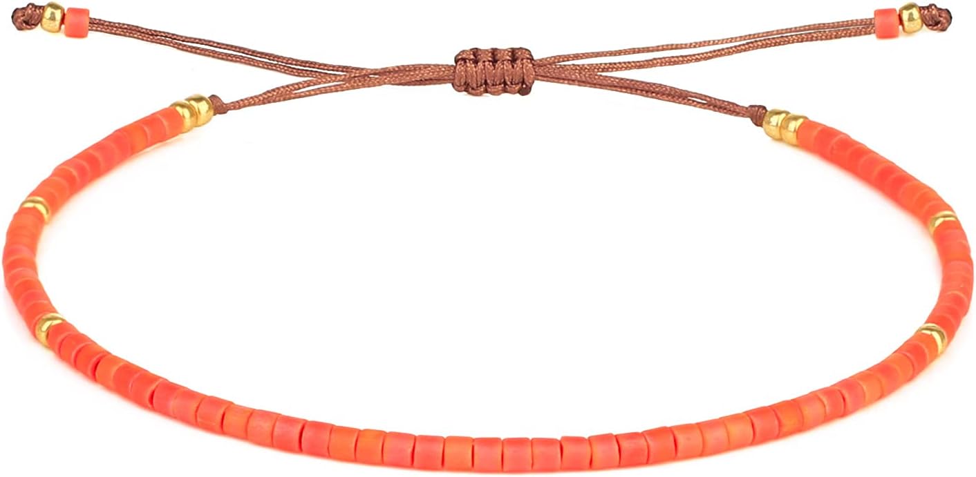 Detalle de KELITCH Damen Perlen Freundschaft Armbänder – Dünne Seil Wrap, handgefertigt