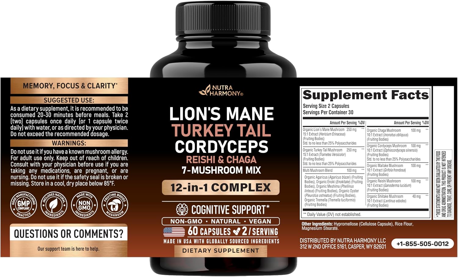 Detalle de Mushroom Supplement, 60 Capsules