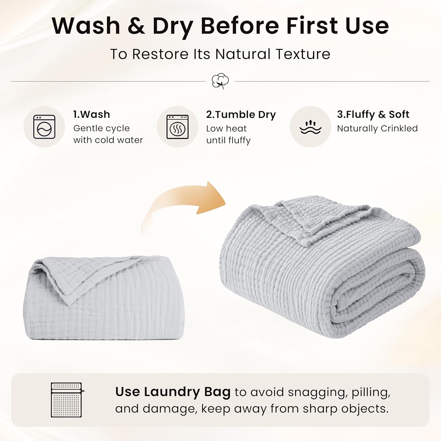 Thumbnail 3 de Love's cabin Cotton Muslin Throw Blanket