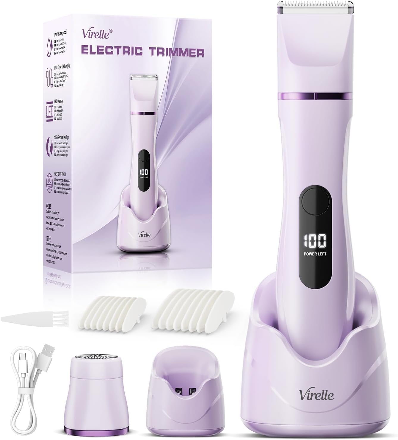 Detalle de Intimrasierer für Frauen – 2-in-1 Elektrischer Damenrasierer mit Präzisions-Trimmer, IPX7 wasserdicht