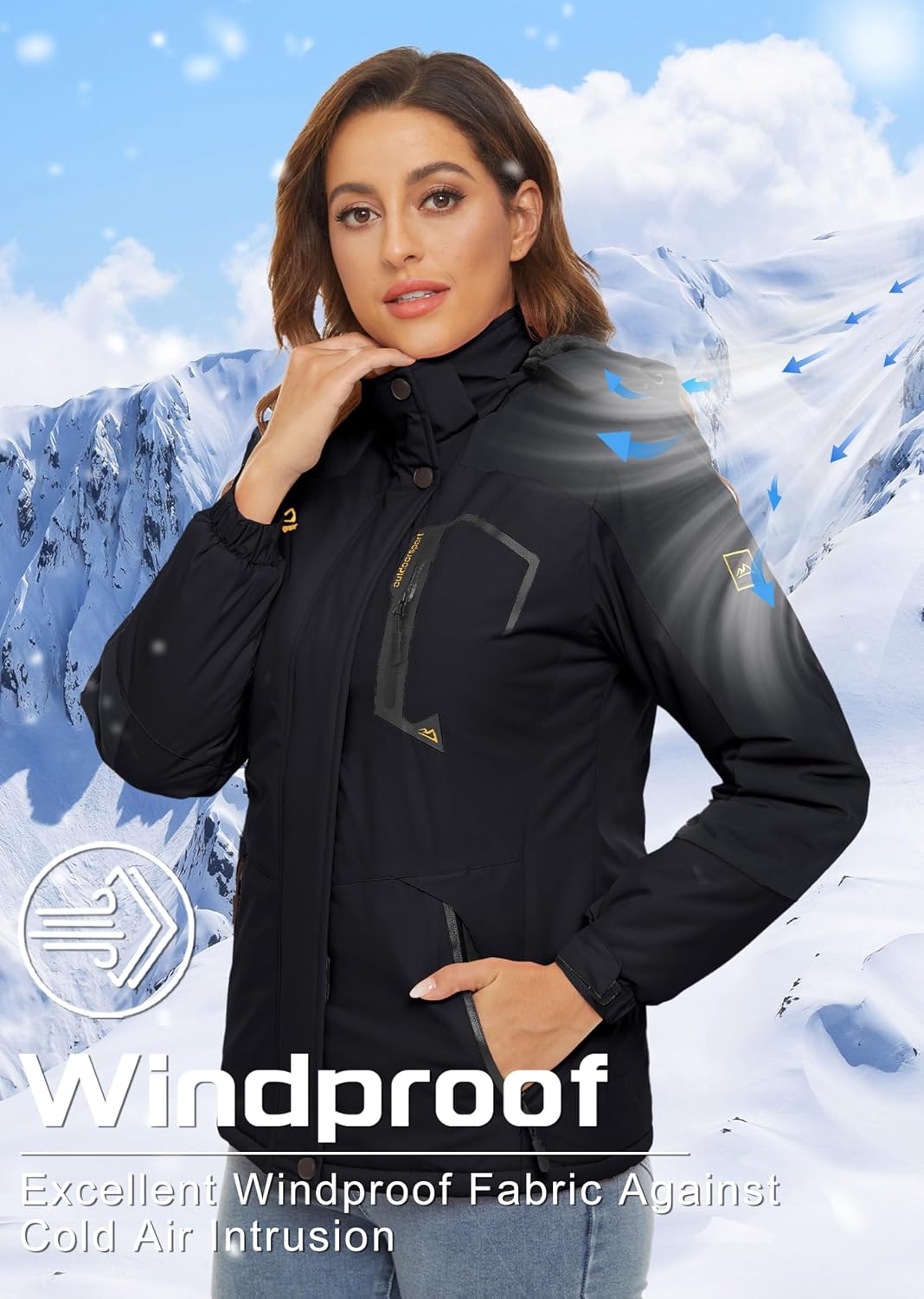 Thumbnail 1 de TACVASEN Women's Waterproof Ski Jacket with Detachable Hood