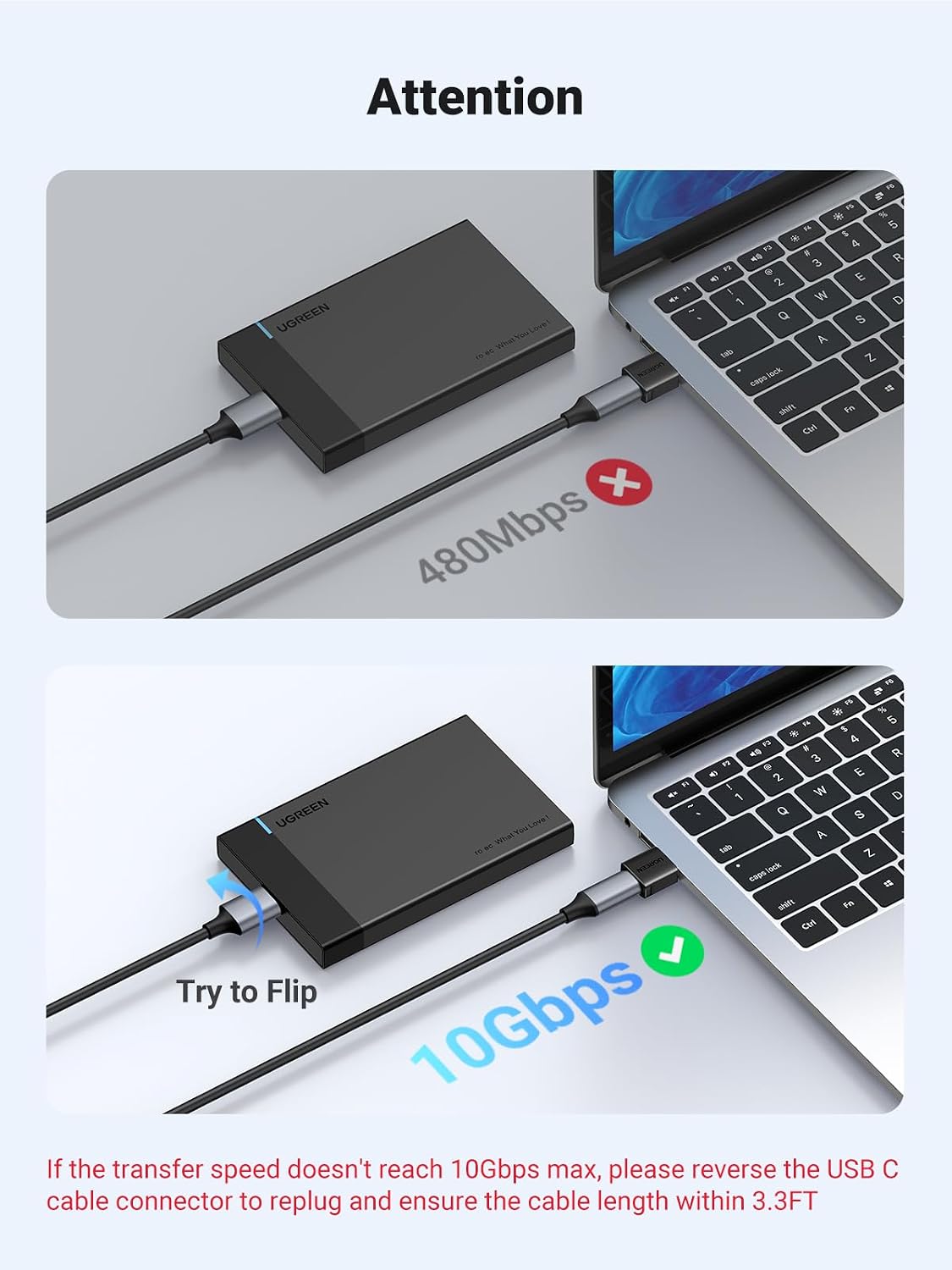 Detalle 1 de UGREEN USB-A to USB-C Adapter 3-Pack