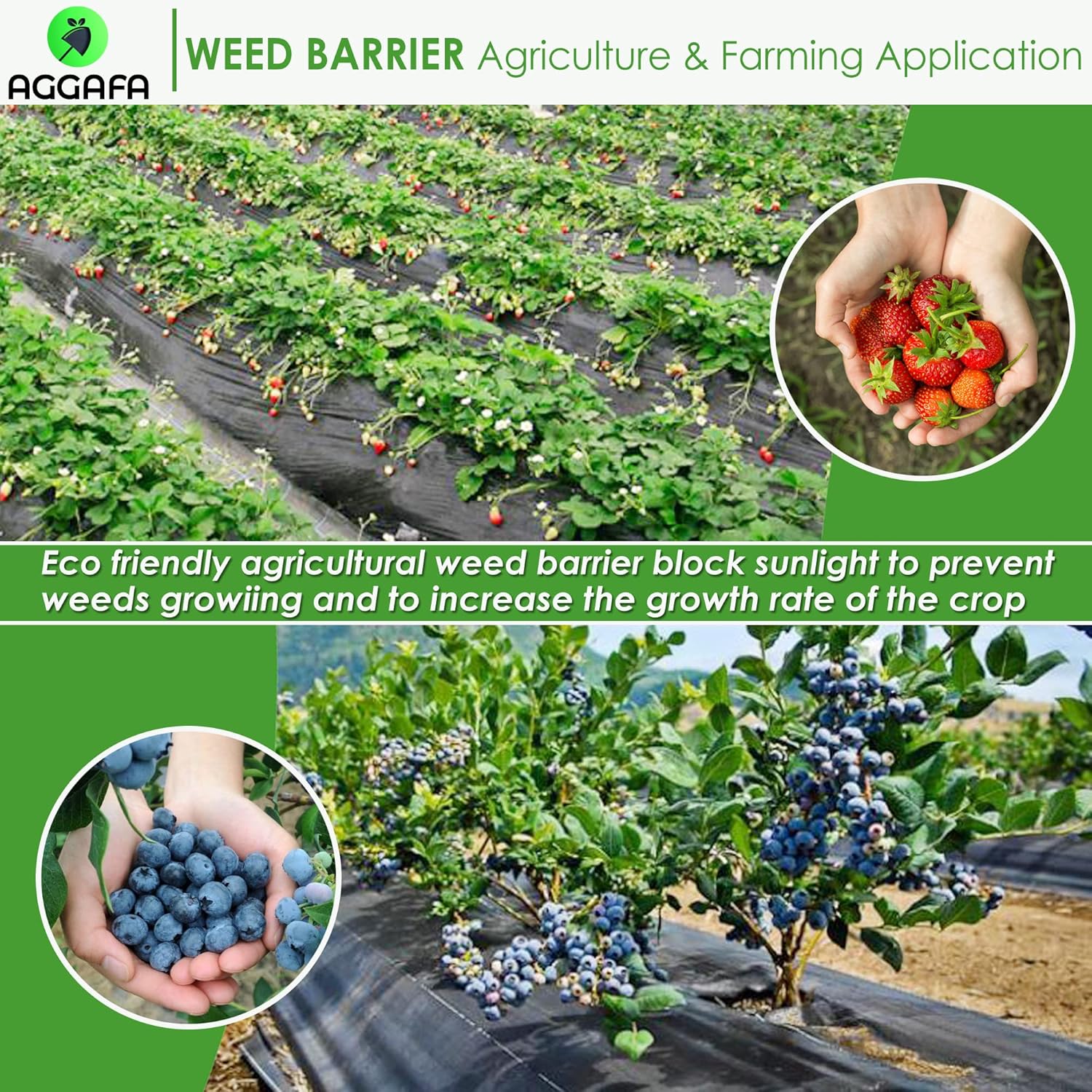 Detalle de AGGAFA 110gsm Weed Barrier Fabric (1M x 20M) – Premium 100% Virgin Material for Landscaping, Farming and Gardening