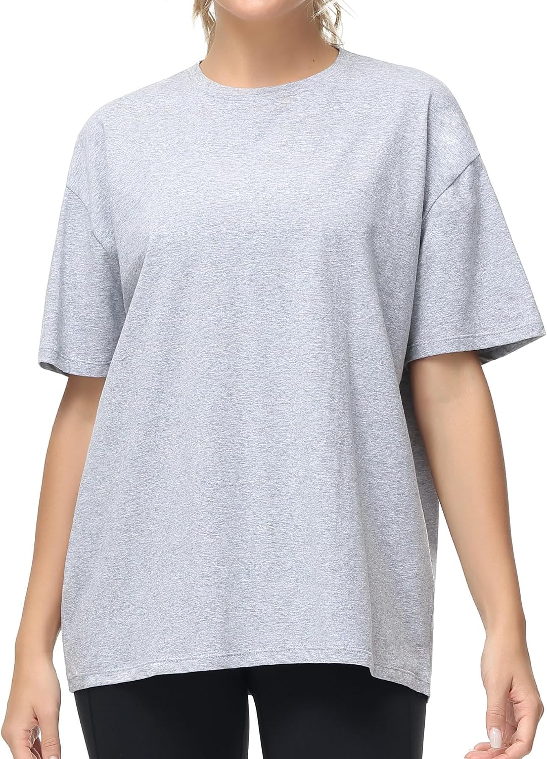 Detalle 2 de THE GYM PEOPLE Damen T-Shirt mit Rundhalsausschnitt – kurzarm, lockere Passform