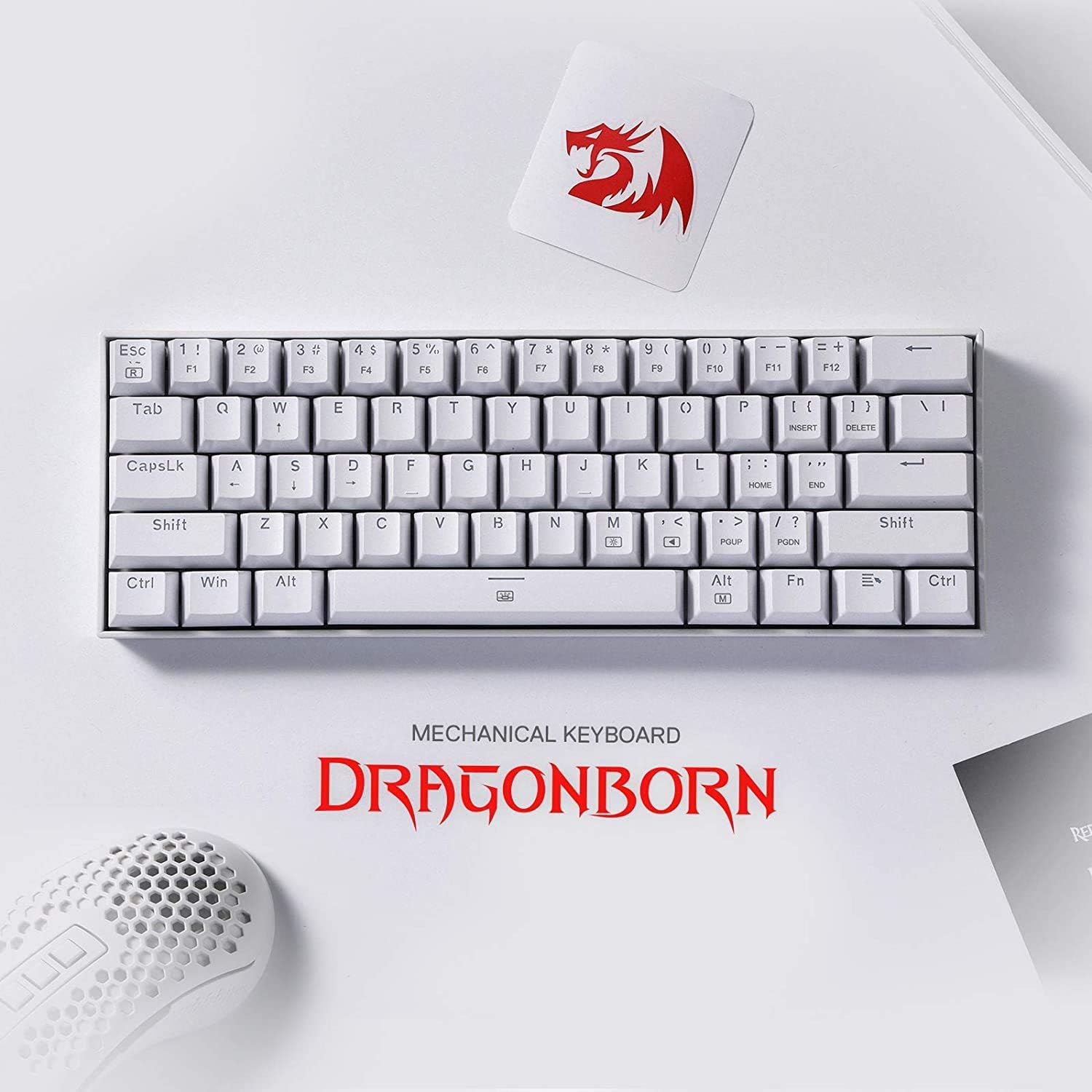 Thumbnail 1 de Redragon K630 Dragonborn tastiera meccanica cablata RGB 60% bianca US LAYOUT con switch rosso lineare