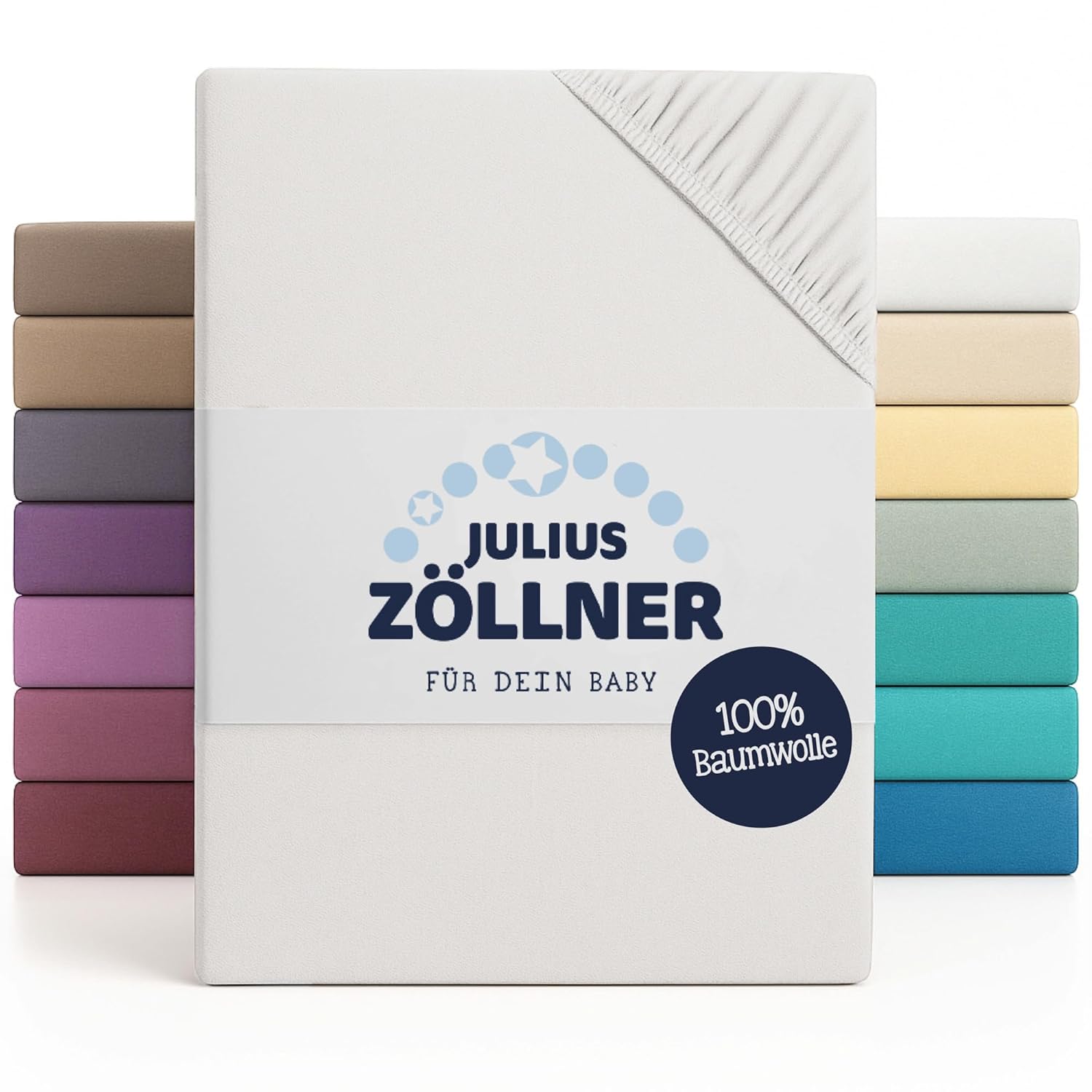 Detalle de Julius Zöllner Jersey Spannbettlaken für Baby- & Kinderbett 60x120 cm / 70x140 cm, 2er Pack, 100% Jersey-Baumwolle, OEKO-TEX Standard 100